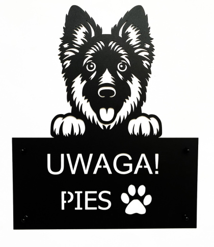 Tabliczka informacyjna "Uwaga pies" Owczarek